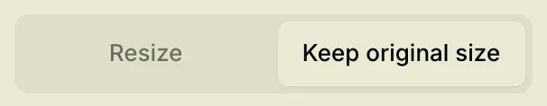 The sidebar toggle, switched from Resize to Keep original size.