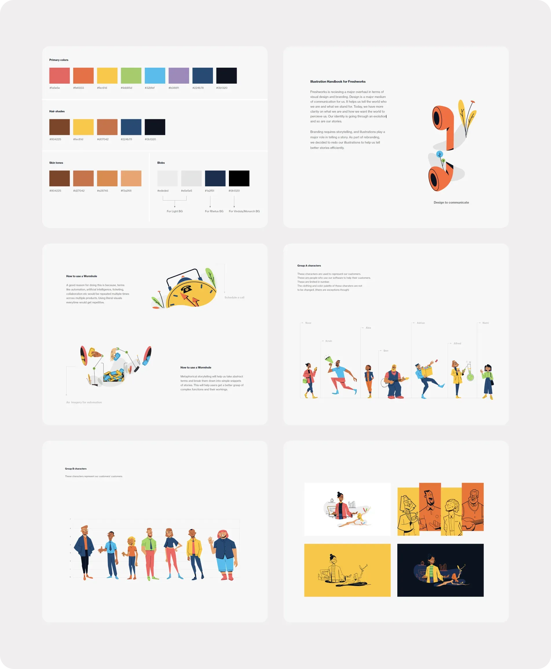 Pages from the Freshworks illustration handbook