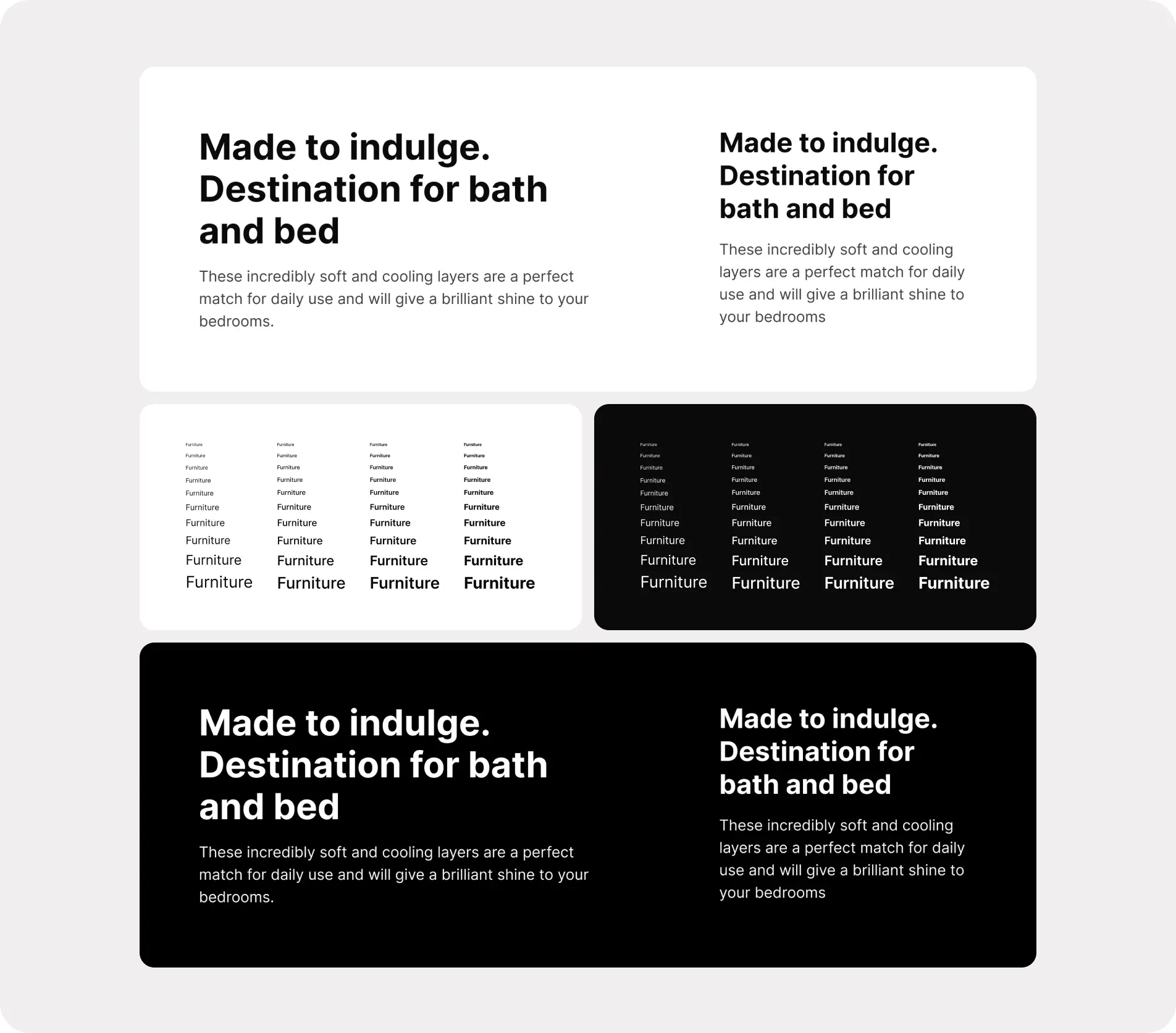 Inter type specimens for Home Centre